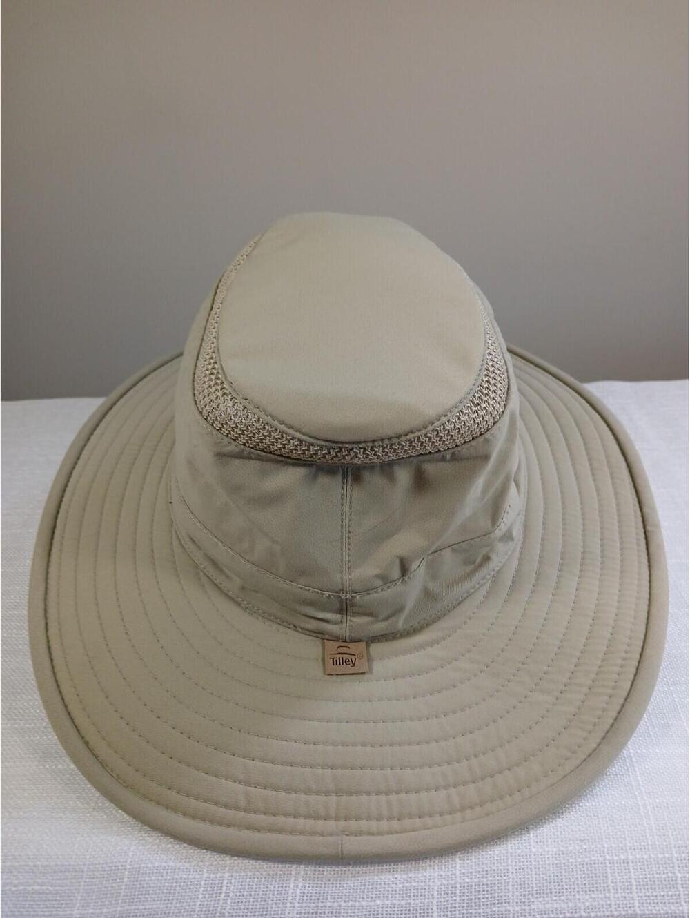 Tilley Airflow Sun Hat Sz  7 1/8  Tan Vented Safari Fishing Water Repelnt
